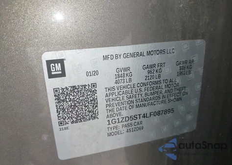 2020 Chevrolet Malibu Fwd Lt from USA, damaged, VIN 1G1ZD5ST4LF087895